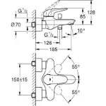 Eurostyle Jednorucna Slavina za Kadu 23726LS3