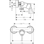 Hansgrohe Talis Baterija za tuš kadu chrome 32640000