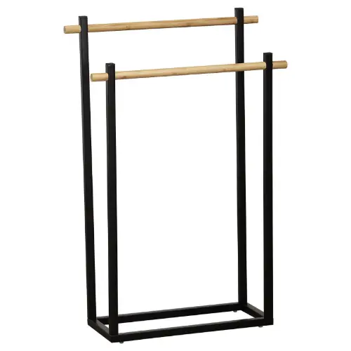 Tendance Držač Peškira sa Dve Prečke 53x20x82cm Metal Bambus/Crna 96164237